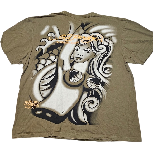Ed Hardy Christian Audiger T Shirt Men 5XL Green Short Sleeve Mermaid Vintage - Picture 7 of 13